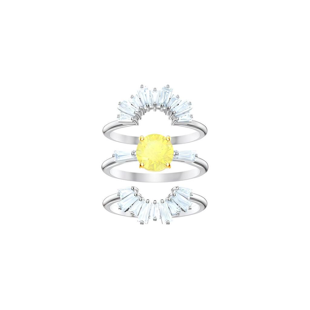 Swarovski Conjunto de Tres Piezas Margarita Soleada Anillo Chapado en Rodio Joyería para Mujer 5482498