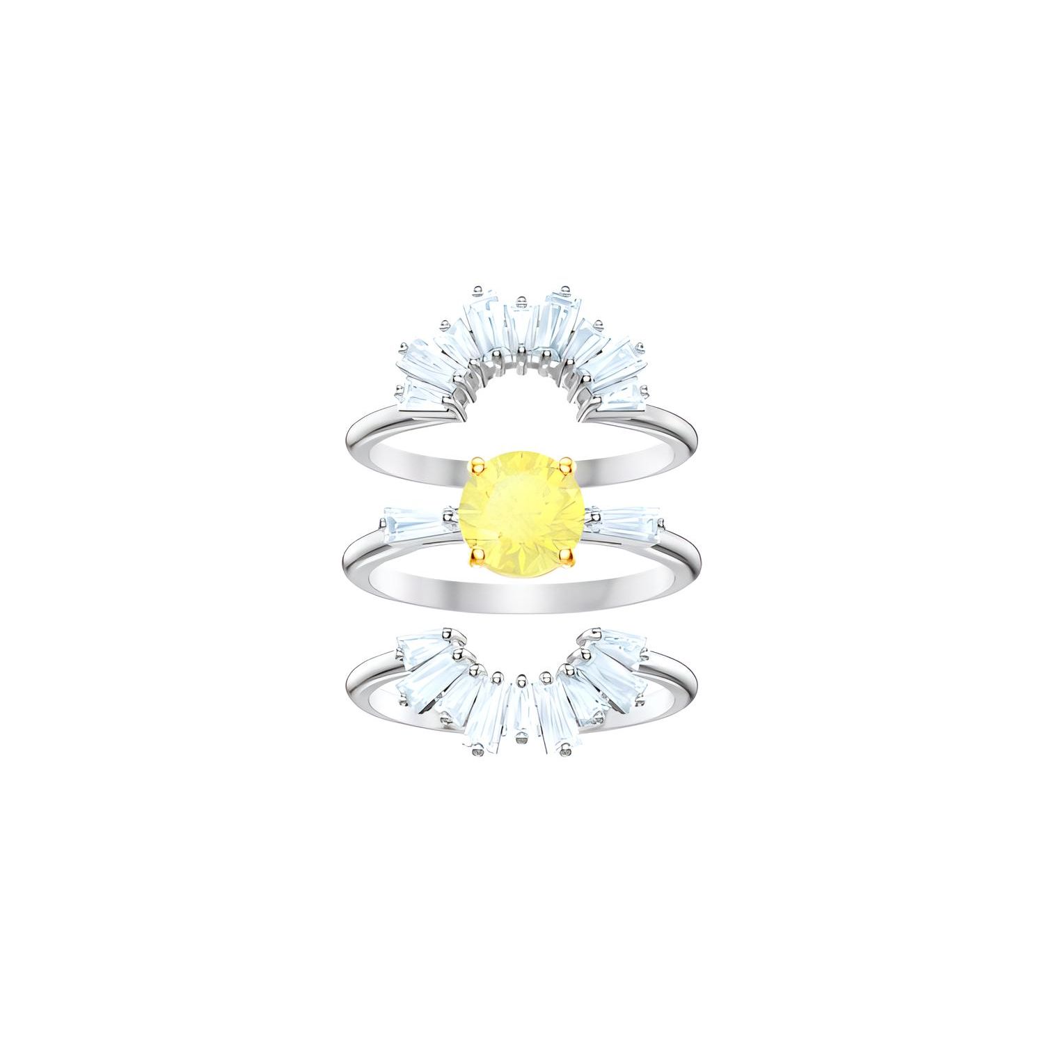 Swarovski Sunshine Daisy Three-Piece Set Rhodium-Plated Ring Women jewelry 5482498 52