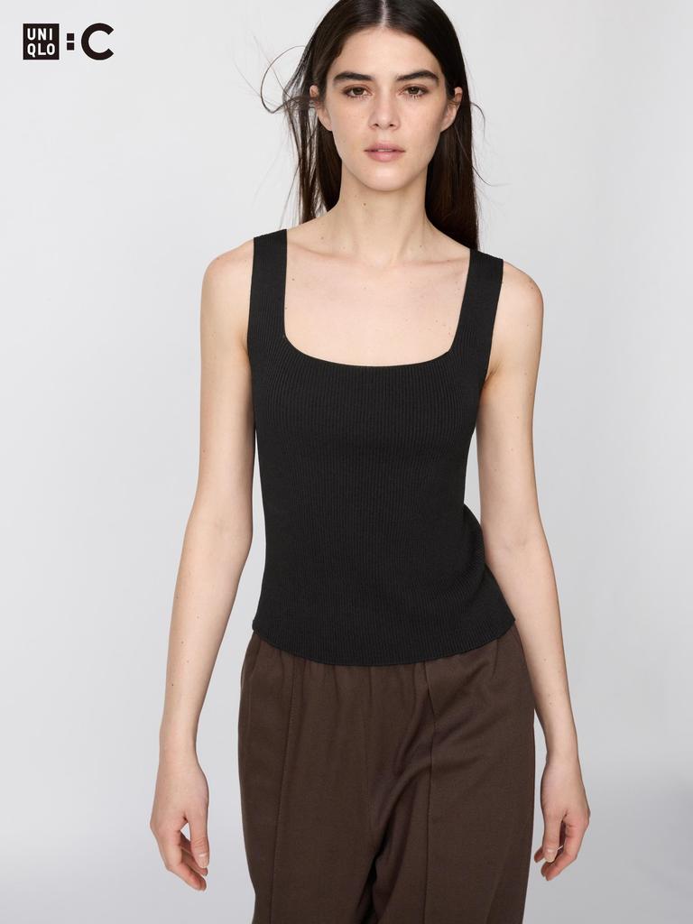 Uniqlo Japan 3d Ribbed Square Neck Sweater Sleeveless