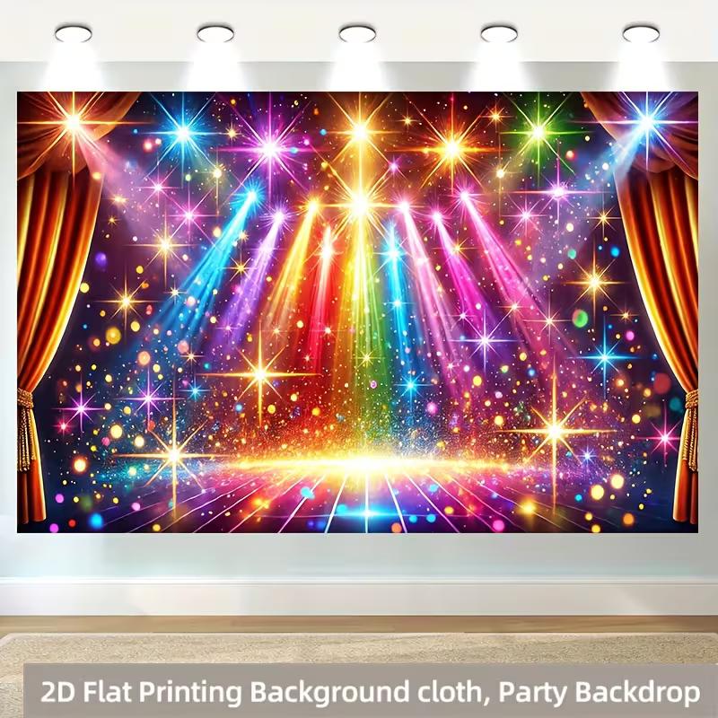 Sfondo Photo Booth Palco Arcobaleno Scintillante, Tenda Sfondo Spotlight Glitterata per Feste a Tema e Concerti