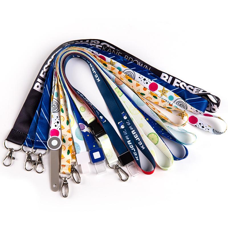 Custom Brand Logo Printed Polyester Lanyard Breakaway Buckle Neck Strap Promotional Custom Lanyards for Business Gift