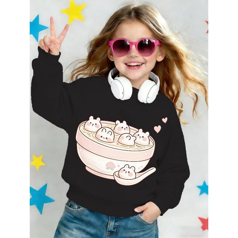 Kids Crewneck Sweatshirt, Cute Cartoon Bear Print Long Sleeve Casual Top for Spring Autumn