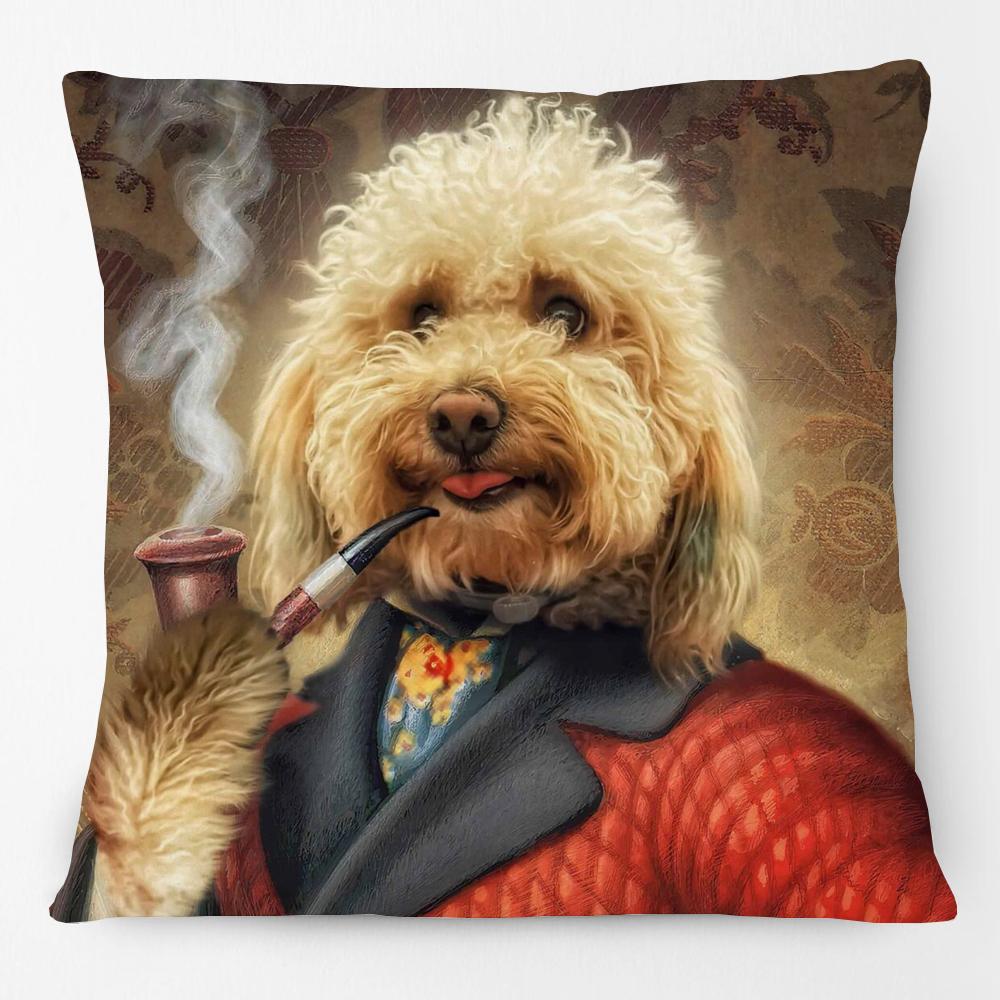 European Vintage Retro Royal Dogs Cats Pets Doodle Print Decorative Sofa Throw Pillow Case Cushion Cover