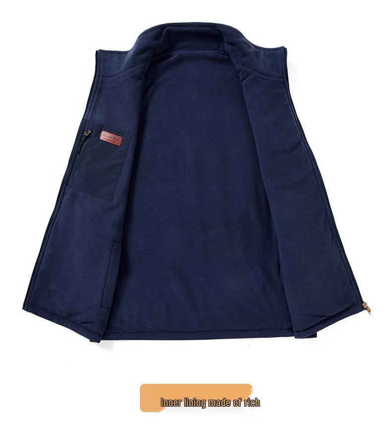 Men's Double-Sided Multi-Pocket Fleece-Lined Workwear Vest