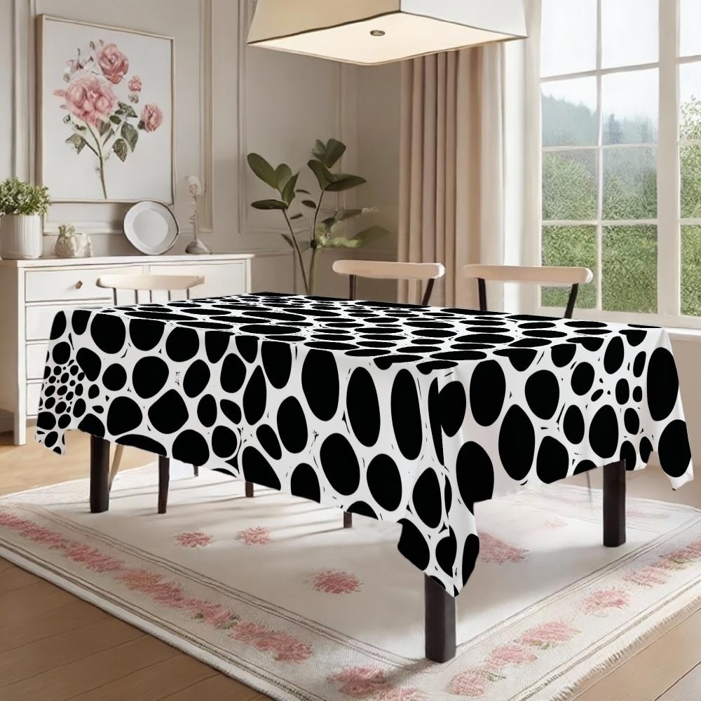 Black White Pebbles Rectangle Table Cloth for Table Decor Holiday Party Waterproof Reusable Tablecloth for Tables Kitchen Dining