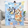 Bluey Family Adventure Customize Text Blanket Throw Customizable Blanket Soft Warm Cozy for Bed Office Bedding Seaside Ideal for All Seasons