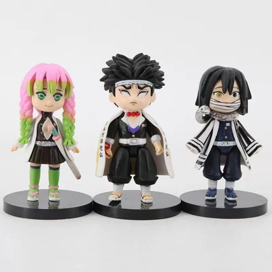 Q Posket Figure  Demon Slayer Mini Figurine 4-15pcs/Sets Kimetsu No Yaiba Small PVC Dolls Desktop Decoration