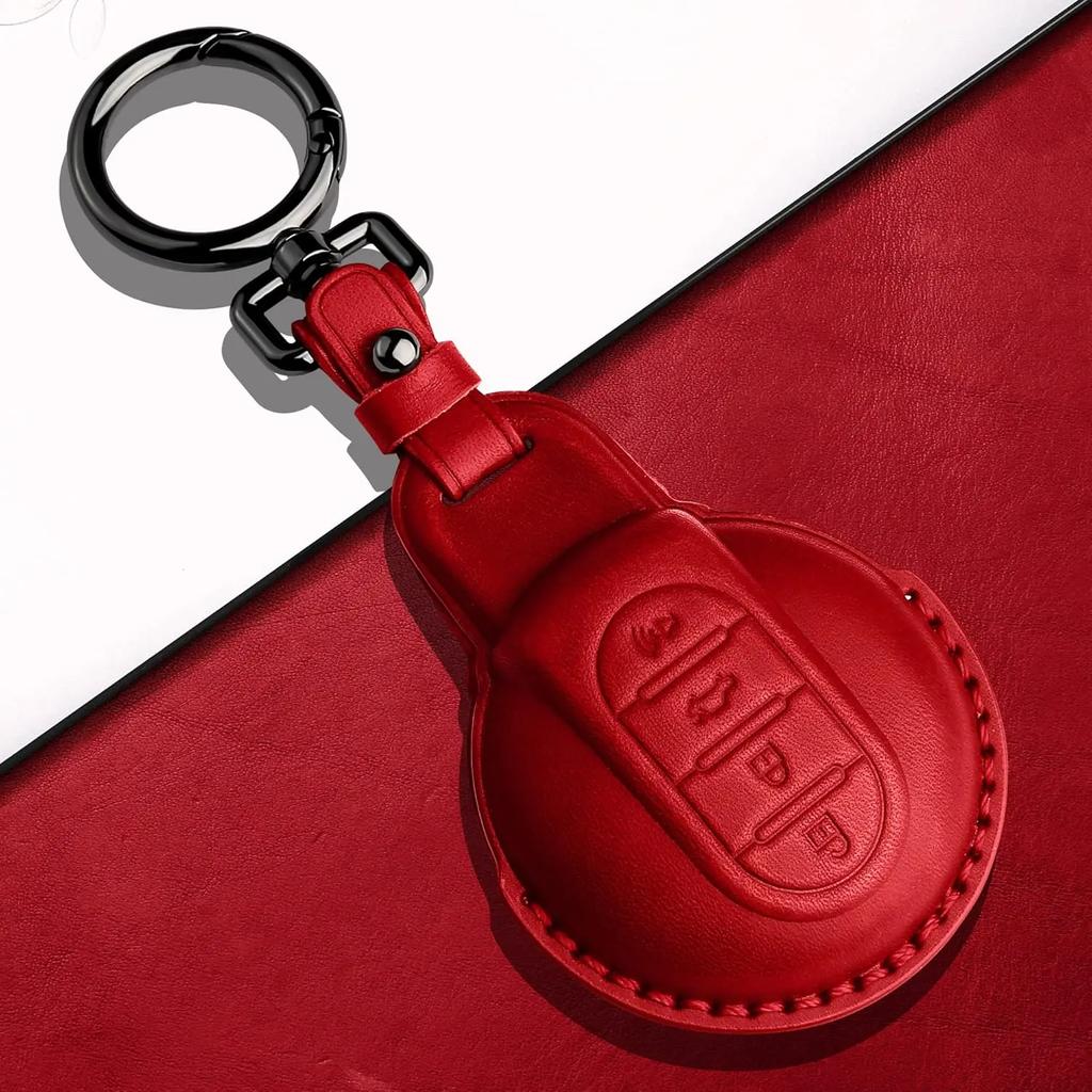 For Mini Cooper F54 F55 F56 F57 F60 Clubman Countryman Leather Car Key Fob Protection Cover Keychain Auto Accessories