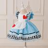 Alice In Wonderland Blue Maid Heart Princess Dress Halloween Costume for Girls