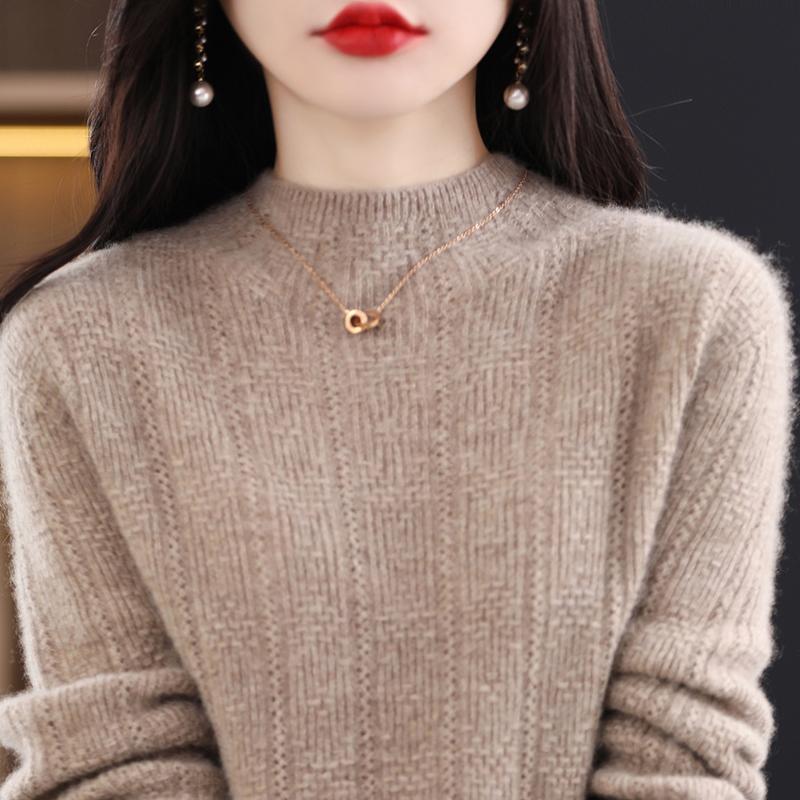 Dámský kašmírový svetr Qinghe kašmír 30% kašmír 70% vlna Dámský podzimní a zimní kašmírový svetr měkký a teplý