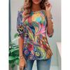 New Autumn Women's Long-Sleeved 3D Abstract Art Print Crew Neck Casual T-Shirt Fashionable and Trendy Street Style Top