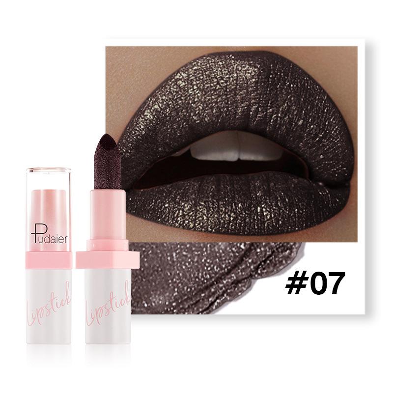Lila Roter Lippenstift Glitzer Metallischer Lippenstift Hohe Pigmentierung Perlmutt Diamant Matt Lippenstift Nicht an Tasse haftend Langanhaltender Lippenlack Lipgloss