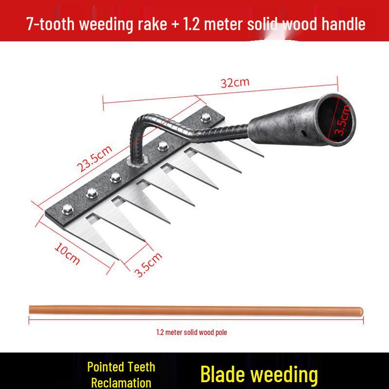 Manganese Steel Five-Tooth Weeding & Planting Rake - Multifunctional Soil Loosening Tool