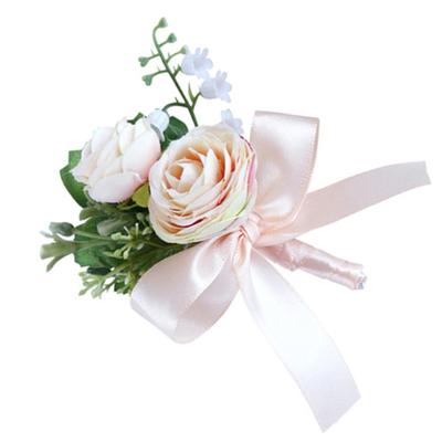 Wedding Flower Wrist Corsages Boutonniere for Bride Groom Natural Looking Artificial Rose Flower for Special Occasion