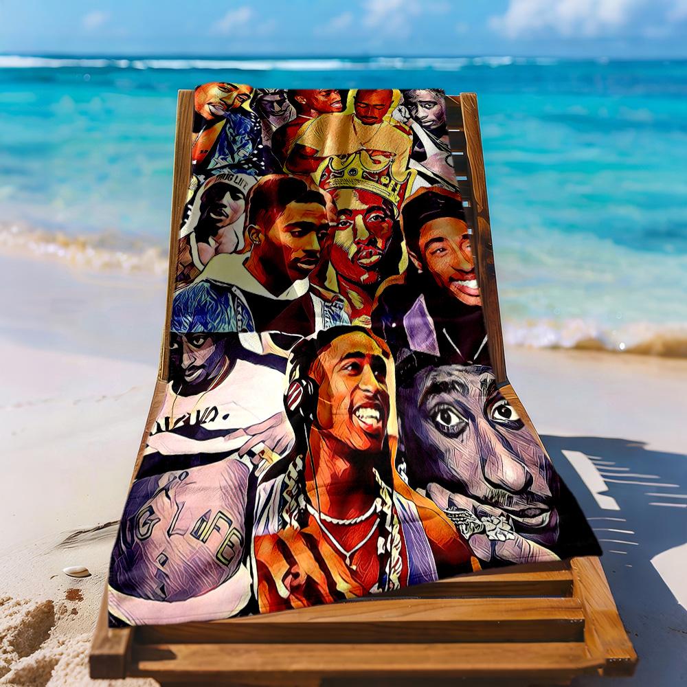 2pac Motiv Strandtuch Weich Langlebig Schnelltrocknend Bequem Leicht Geeignet für Sport, Reisen, Schwimmen, Yoga, Badezimmer, Strand und Pool