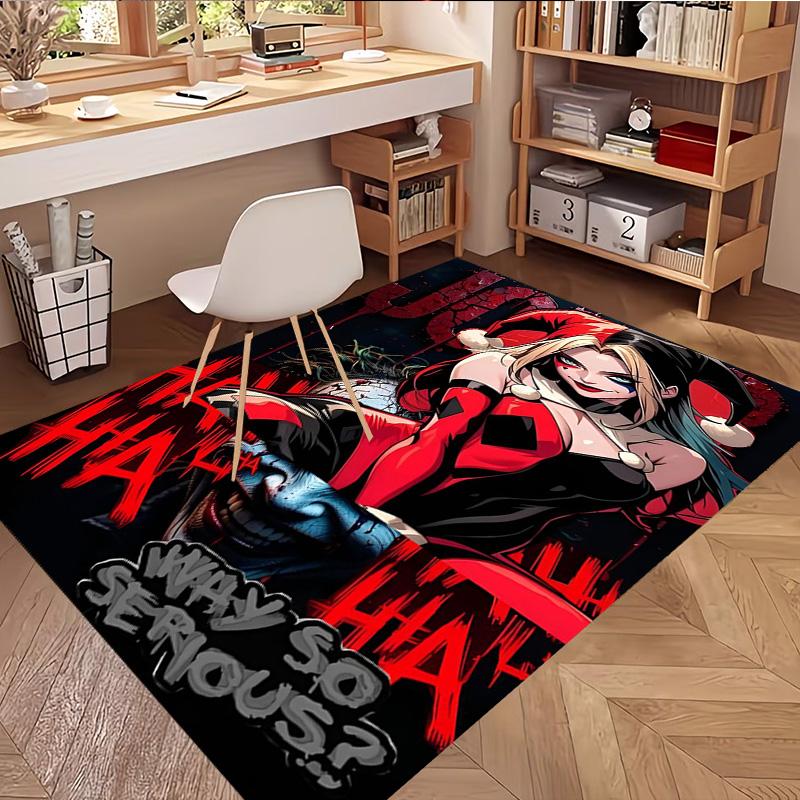 Harley Quinn Joker Print Rug, Washable Floor Carpet, For Entryway Dorm Laundry Room Office Study, Home Decor Birthday Christmas Gift