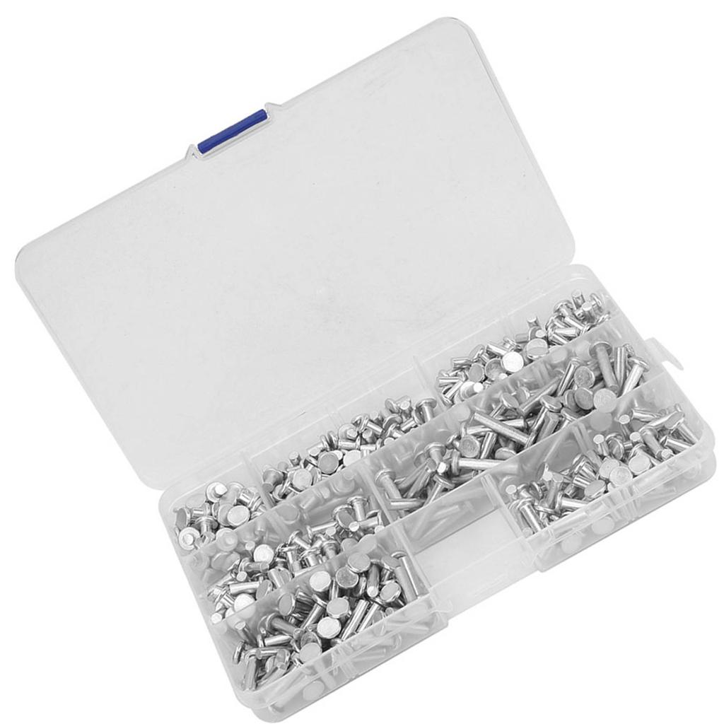 350pcs M4 Flat Head Solid Aluminum Rivets Assortment Kit Length 4 6 8 10 12 16 20mm