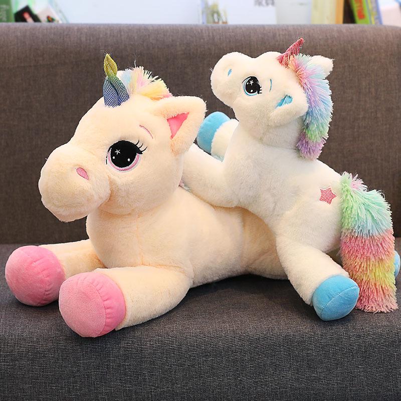 Cute Lucky Star Unicorn Plush Toy - Cartoon Lying Down Horse Figure