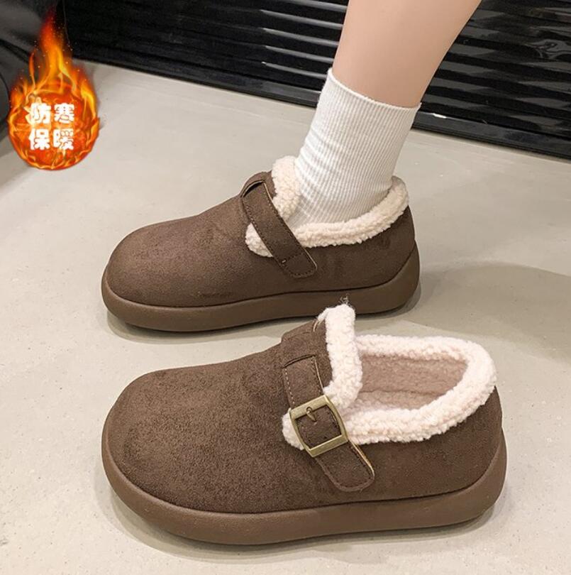Botas Invierno Mujer Women Snow Boots Moccasins Soft Loafers Fashion Comfort Warm Plush Female Cotton Shoes Bottes Femmes Bot