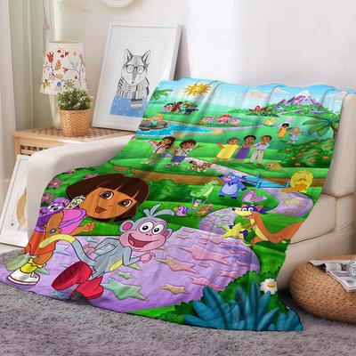 Manta de Aventura D-Dora la Exploradora Cálida Y Suave Adecuada Para Dormitorio Sala de Estar Cama Sofá Oficina Viajes Camping