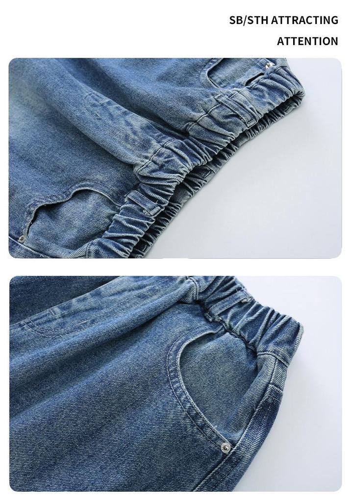 Trendy Summer Ripped Pants Set for Junior High Girls – Stylish Two-Piece Outfit