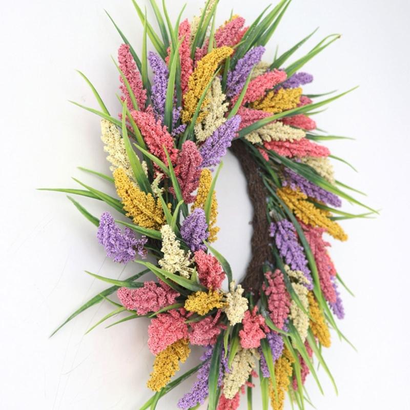 Realistic Simulated Wheat Wreath Fall Harvest Festival Wreath For Front Door Mantels Porch Garden Display And Thanksgiving Party Centerpieces