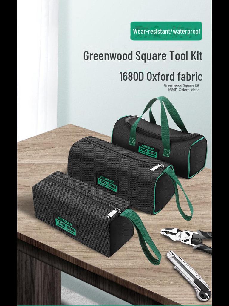 Sac d'outils d'électricien en toile durable Green Forest - Rangement portable à main multifonctionnel pour le travail du bois et la réparation