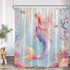 Pink Mermaid Shower Curtain Mermaid Tail Bathtub Curtain For Girls Kids Bathroom Under The Sea Ocean Theme Bath Decor With Hooks