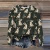 Kadın Moda Baskılı Uzun Kollu Bol Yuvarlak Yaka Sweatshirt Üst Sonbahar