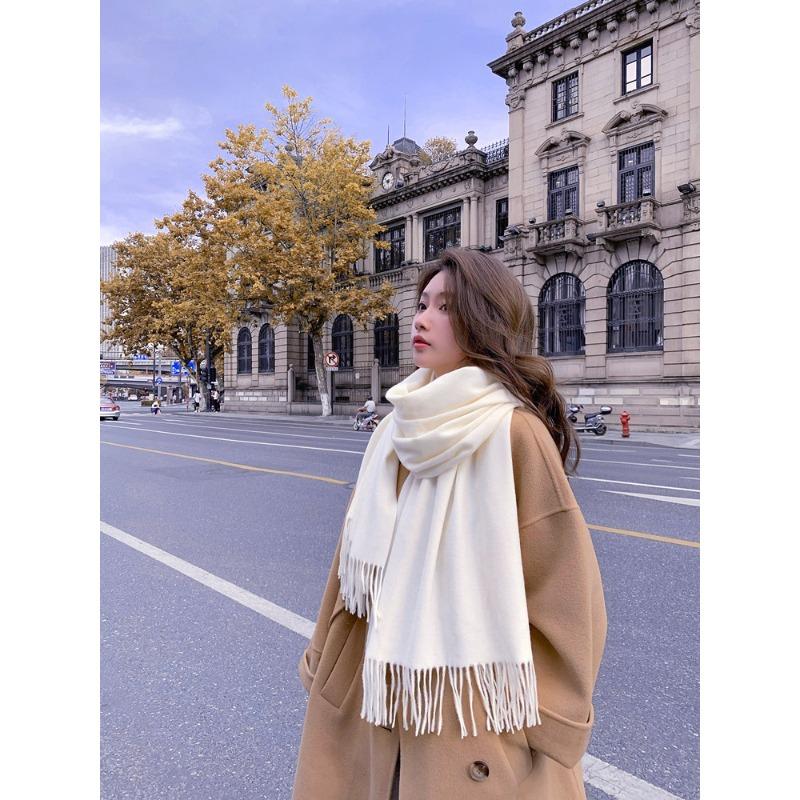 Solid Color Scarf Women's Winter Thickened Imitation Cashmere Scarf New Men's Shawl Wool Cashmere Scarf