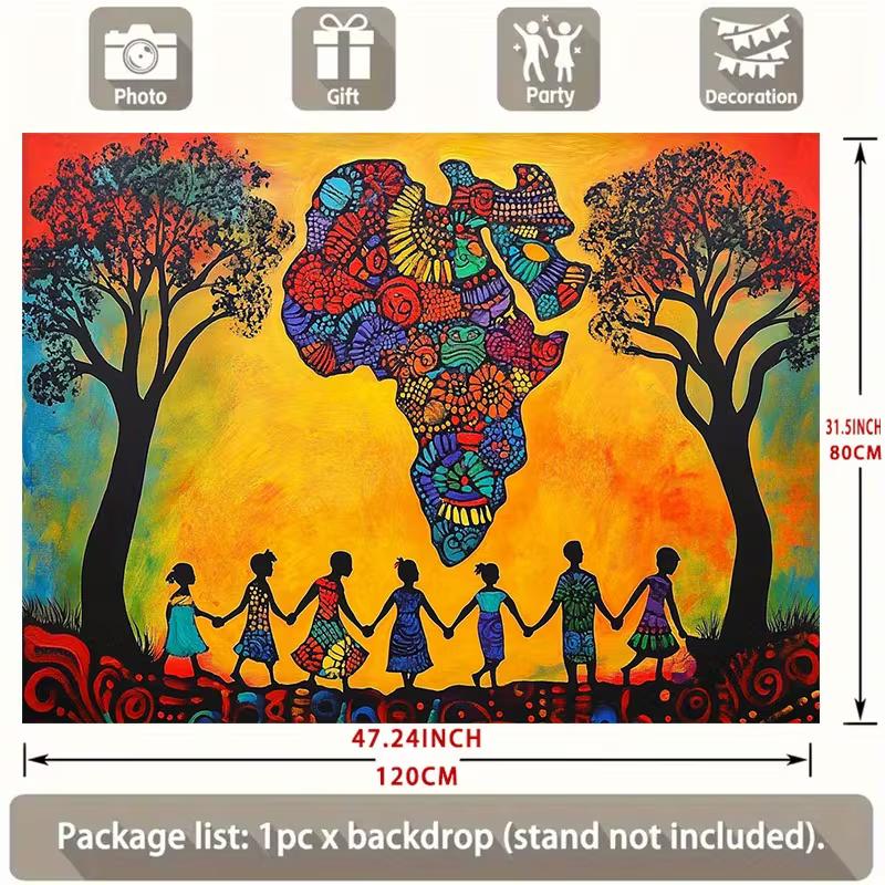 

Ethnic African Art Backdrop 120x80cm Colorful Sunset Background for Photoshoots and Parties 47.2x31.5inch/120*80cm
