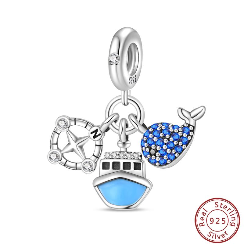 Luminous Ocean Series Copper Dolphin Turtle Octopus Charms Beads 3Mm Diy Fine Jewelry Gifts Making