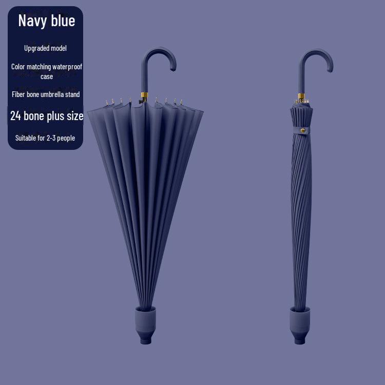 Women's 24-Rib Large Waterproof Umbrella, Wind-Resistant, Sunny/Rainy Use, Car-Mounted with Long Handle