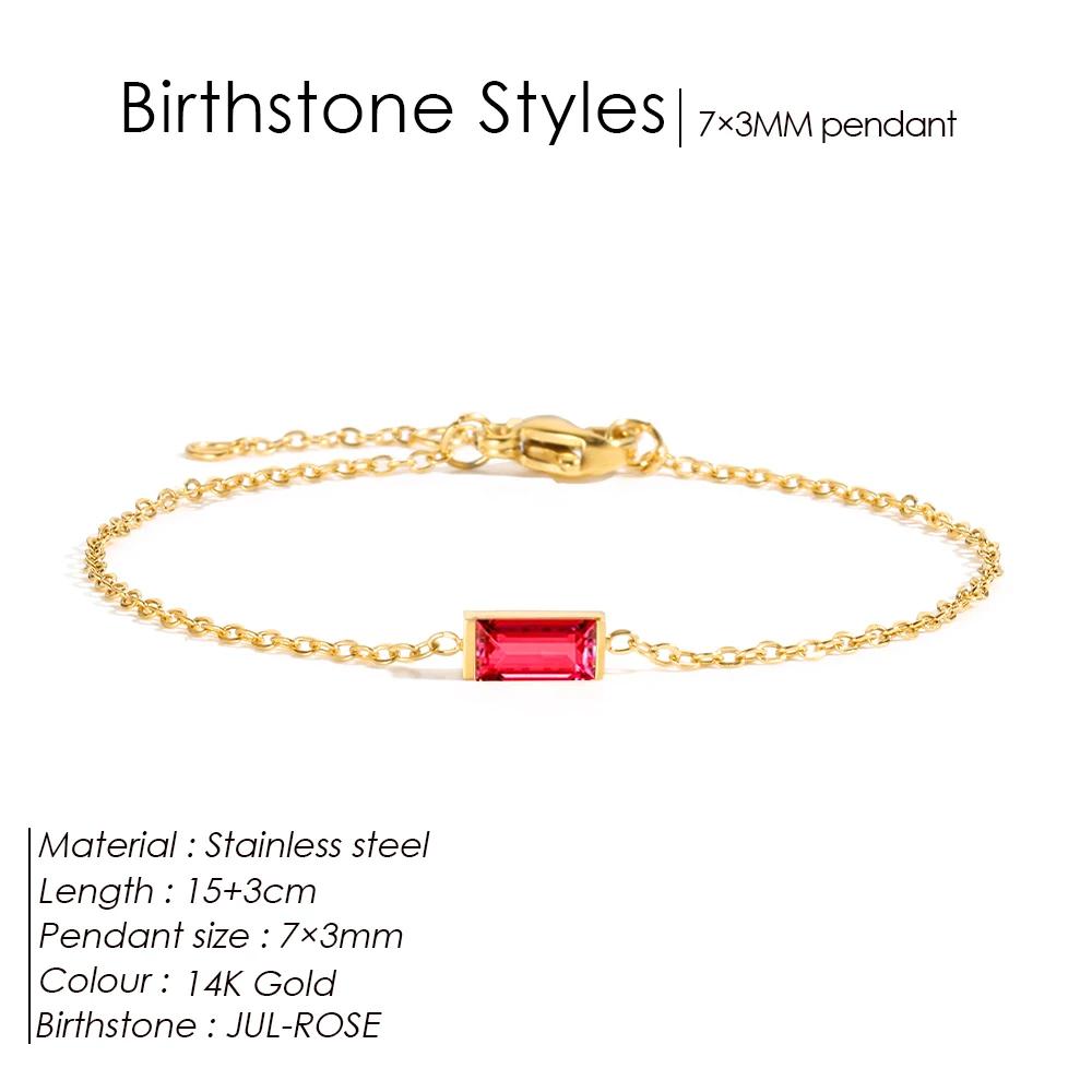eManco Personalized Minimalist Birthstone Bracelet Stainless Steel PVD Gold Color Women's Birthday Gifts Daily Wear Celebrations