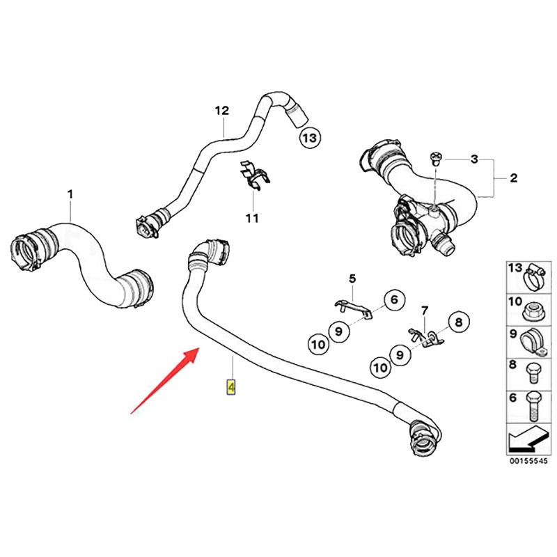 A17123422785 Car Accessories Radiator Coolant Pipe Hose 17123422785 For BMW E83 Engine N52