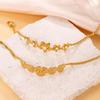 18k Gold Plated Titanium Steel Bracelet with Three-Dimensional Flower & Blade Chain Design