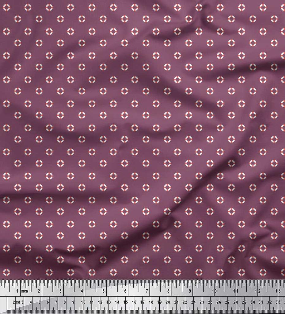 Soimoi Japan Crepe Satin Fabric Swimming Ring Small Printed Craft Fabric by the metre 42 Inch