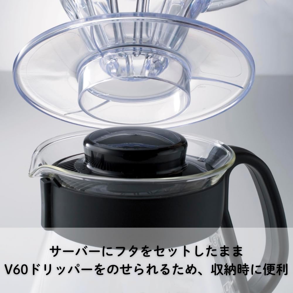 HARIO V60 Kávový server 800ml, 2-6 šálků, Černý, Žáruvzdorné sklo, Vyrobeno v Japonsku XVD-80B
