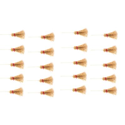 20pcs Mini Broom Decorations with Red Rope Creative Prop for Kids