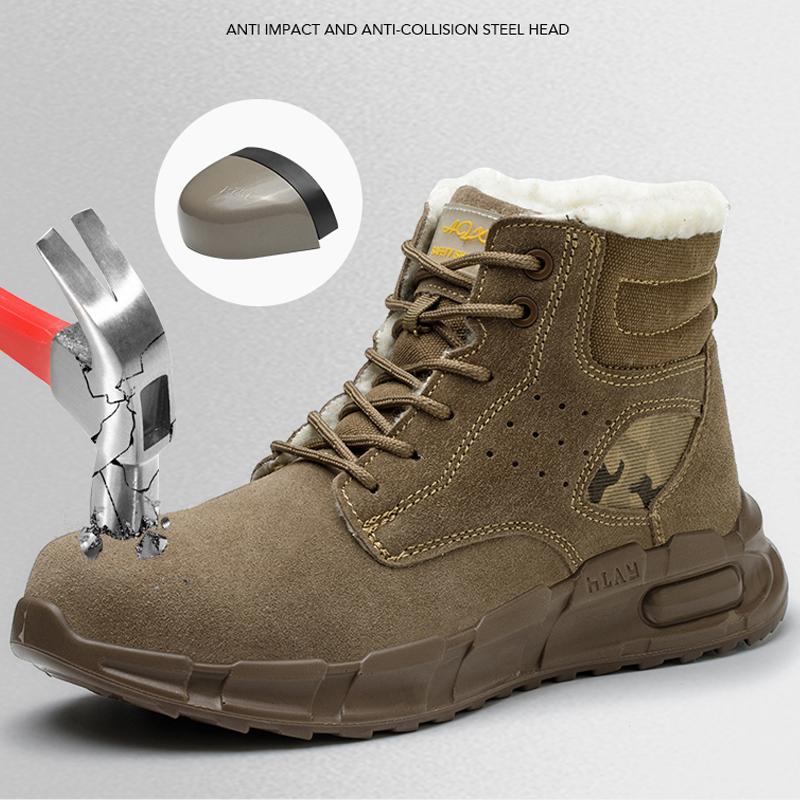 Men's winter boots for work shoes safety boot for engineers Heat-proof Industrial Shoes Puncture-Proof Work Boots cotton shoes