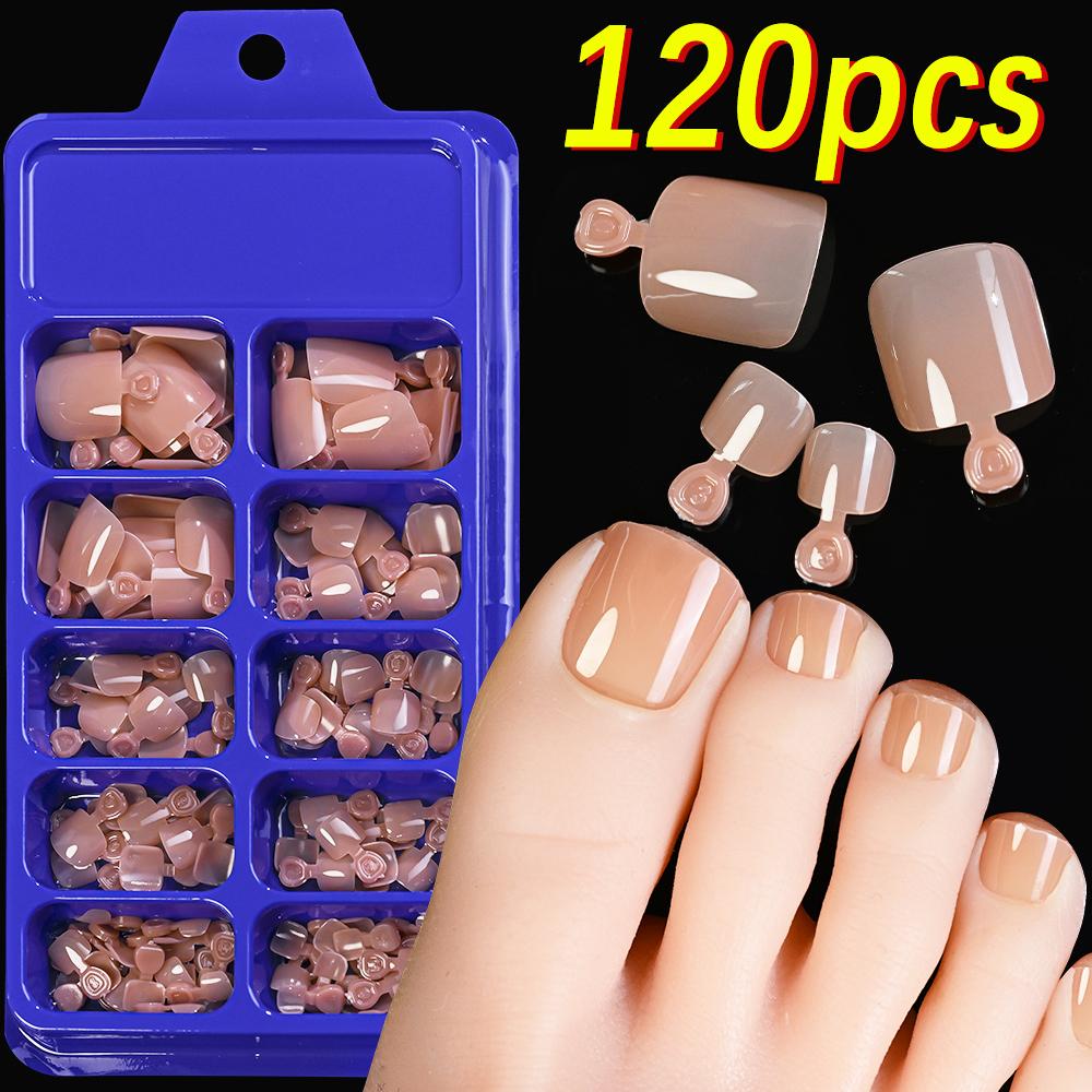 100PCS Short Square False Toenail Tips Full Cover White Artificial Fake Toenail Acrylic Foot Nail Art Tip Press on Toe Extension
