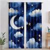 2 Pezzi Tende Oscuranti Stile Classico, Cielo Notturno Acquerello Blu Scuro con Stelle, Tende in Poliestere per Camera da Letto Bambini Bagno