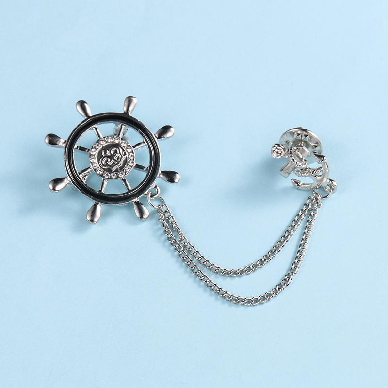 

Цепочная брошь Мужские аксессуары для костюма Персонализированная модная булавка Фиксированная одежда Винтажная британская пуговица Металлические украшения