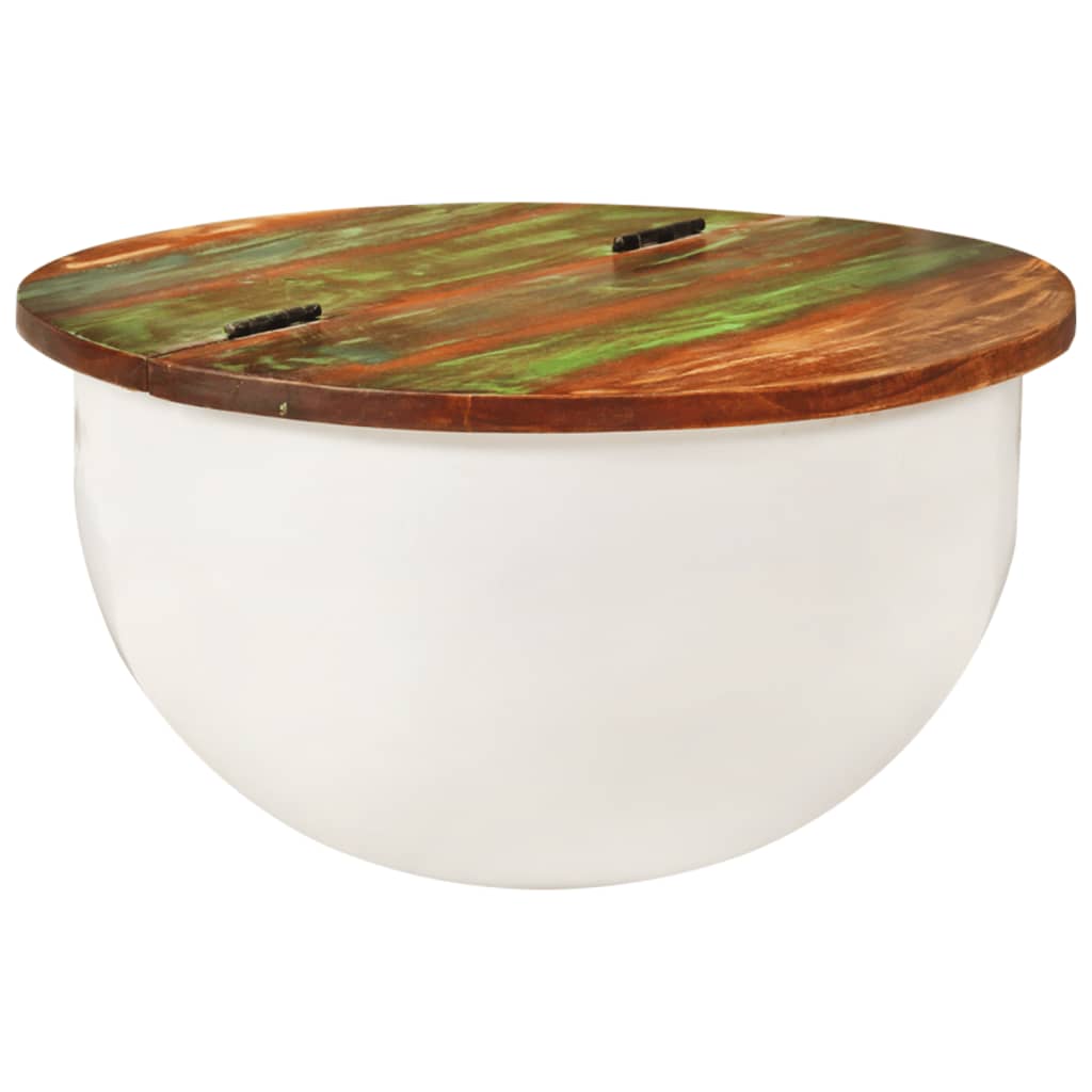  Coffee Table, White, 50x27 Cm, Reclaimed Wood