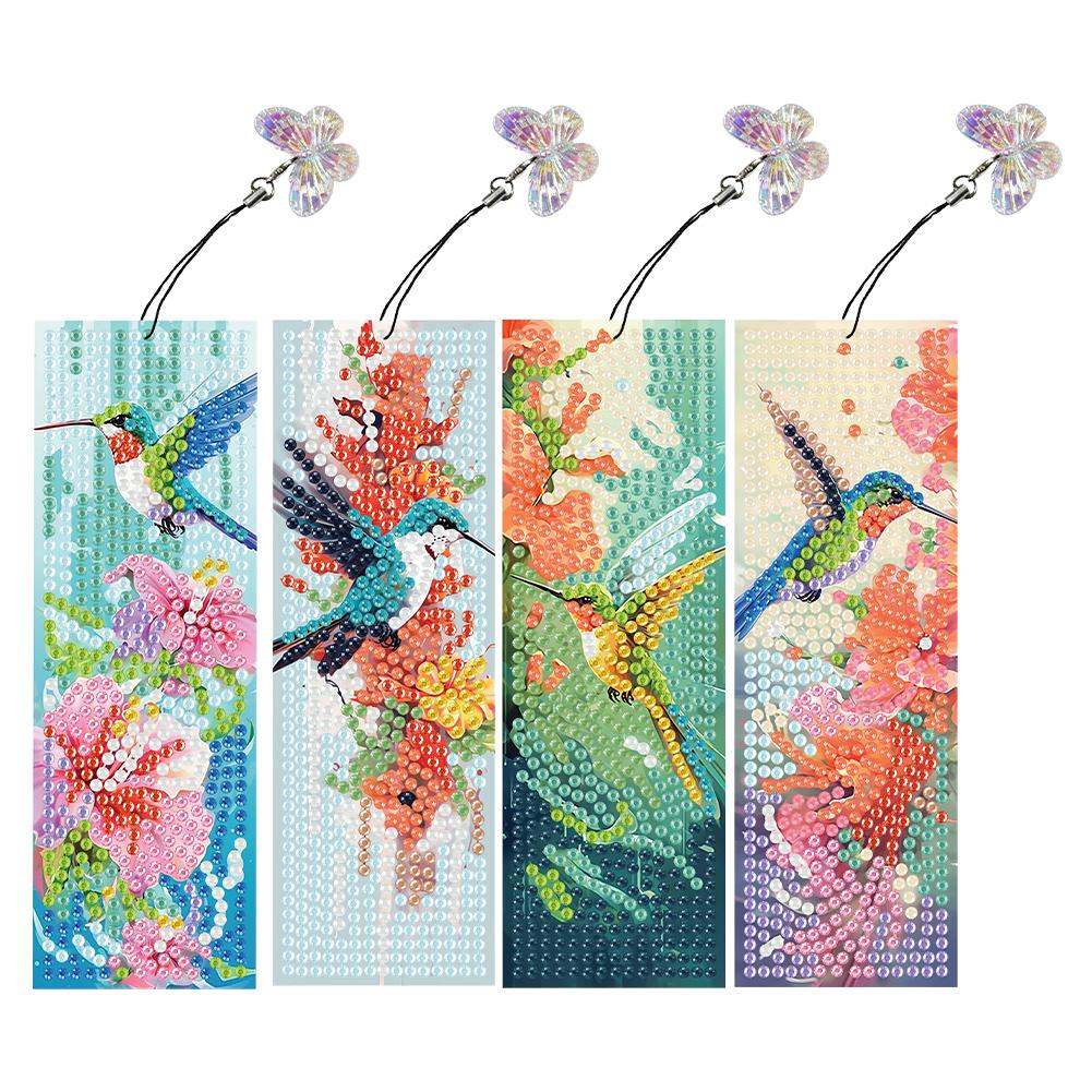 4Pcs Special Shape Animal Diamond Art Painting Bookmarks with Pendant Diamond Art Bookmarks Gift for Reader Crafts Lovers