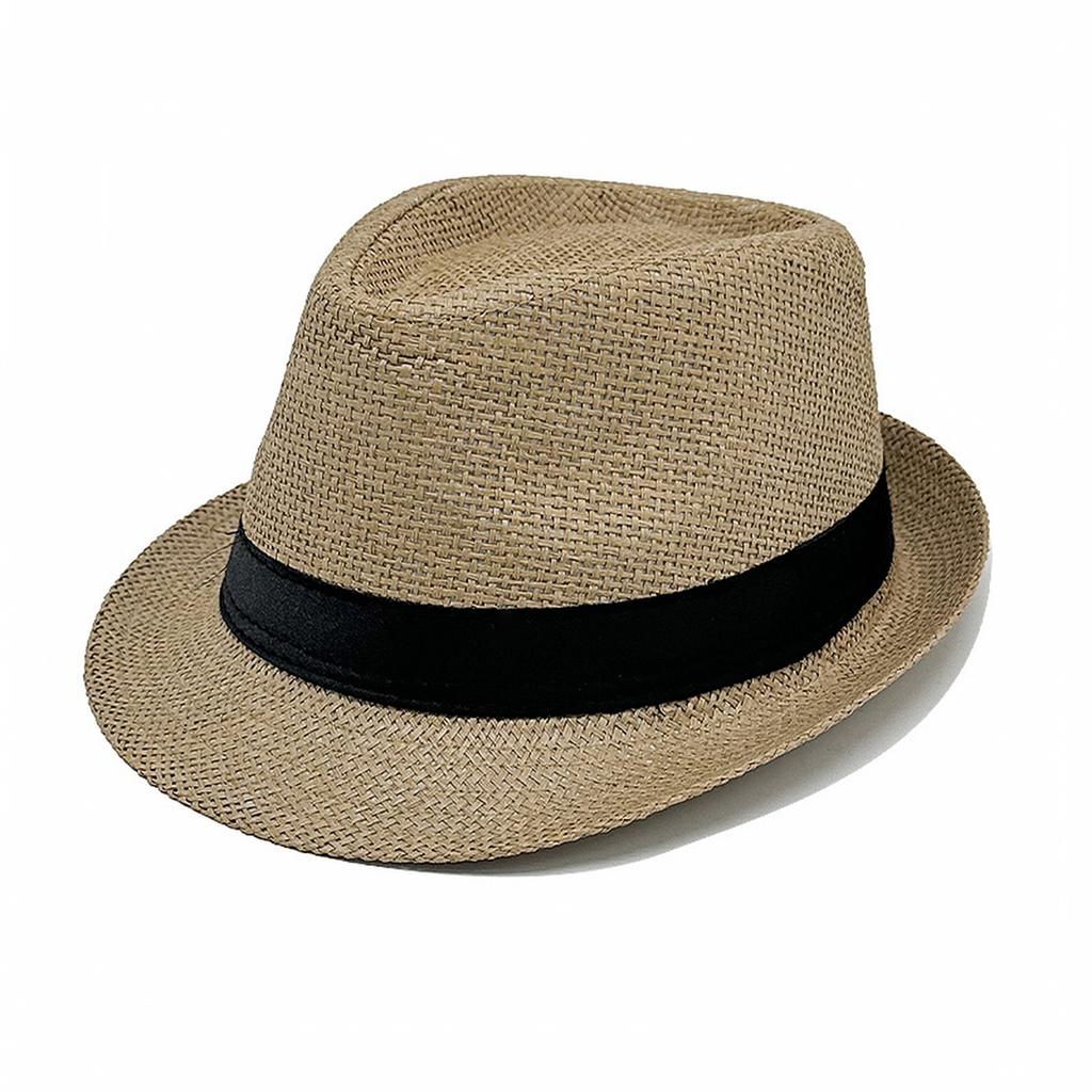 Ανδρικό Ψάθινο Καπέλο Fedora για τον Ήλιο το Καλοκαίρι Φαρδύ
