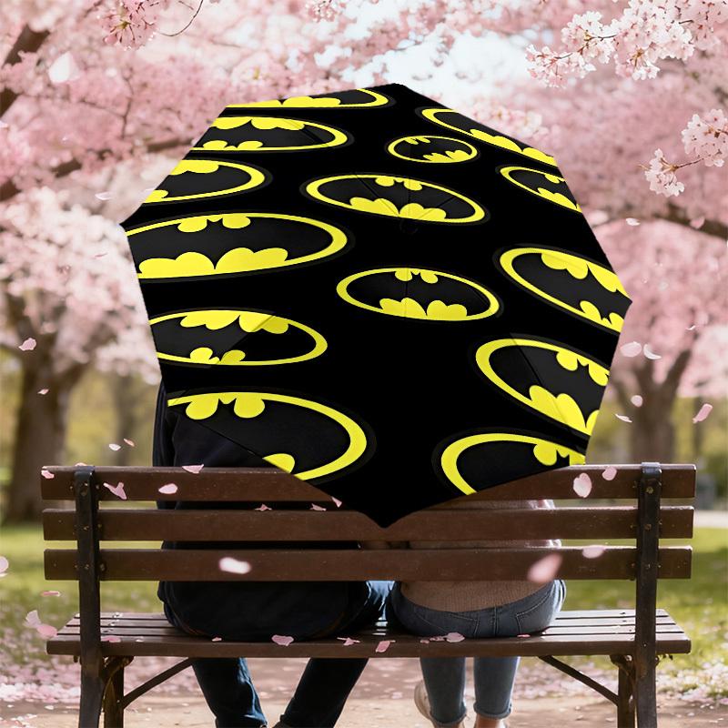 1pz Ombrello logo Batman-8 stecche rinforzate, Apertura automatica, Leggero e resistente, Grazioso accessorio alla moda per esterni, D2659