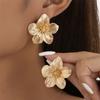 Exaggerated Flower Vintage Stud Earrings for Woman Elegant Design Frech Style Earring Trendy Daily Wear Girls Gift Art Jewelry