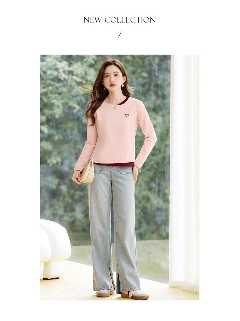 2026 Slimming Round Neck Long Sleeve Women's T-shirt - Stylish Base Layer for Spring & Autumn