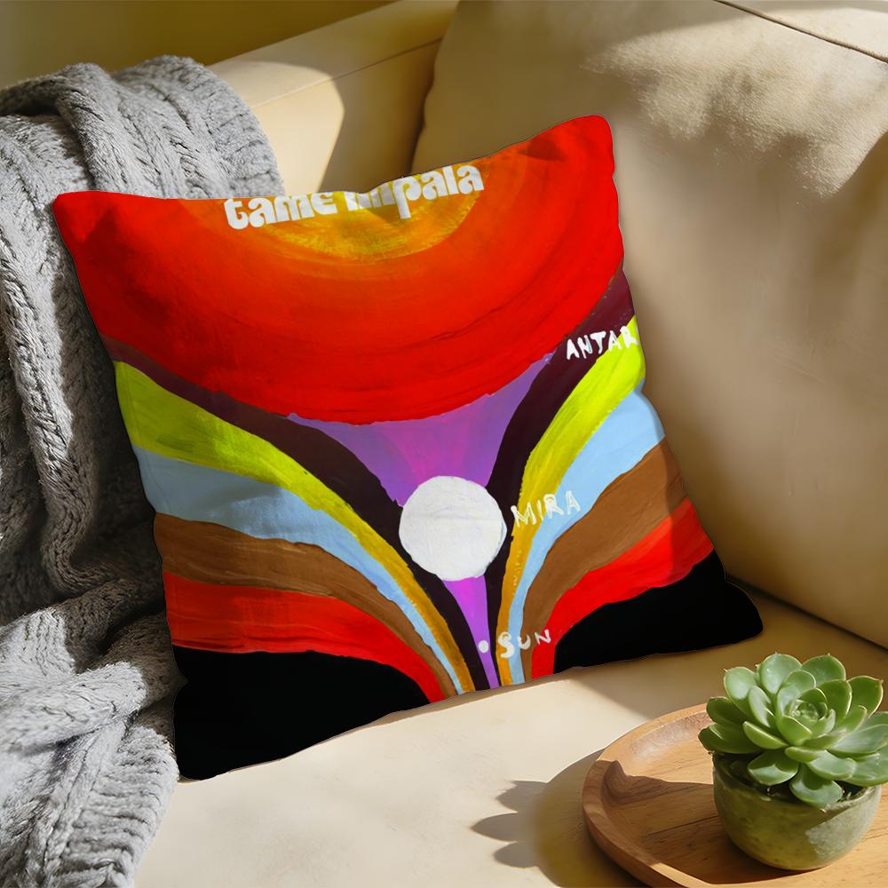 TTame Impala Band Cushion Cover Washed Linen Soft Breathable Decorative Case For Sofa Home Pillow Cover